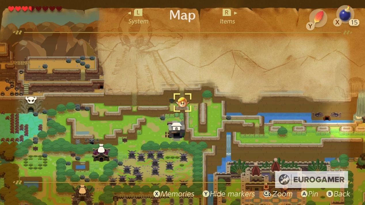 Zelda Link's Awakening Yarna Desert location, where to find Marin to wake the Walrus in